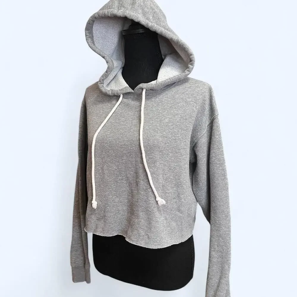 Wild Fable grey cropped hoodie with drawstring Size XS New - Picture 4 of 5